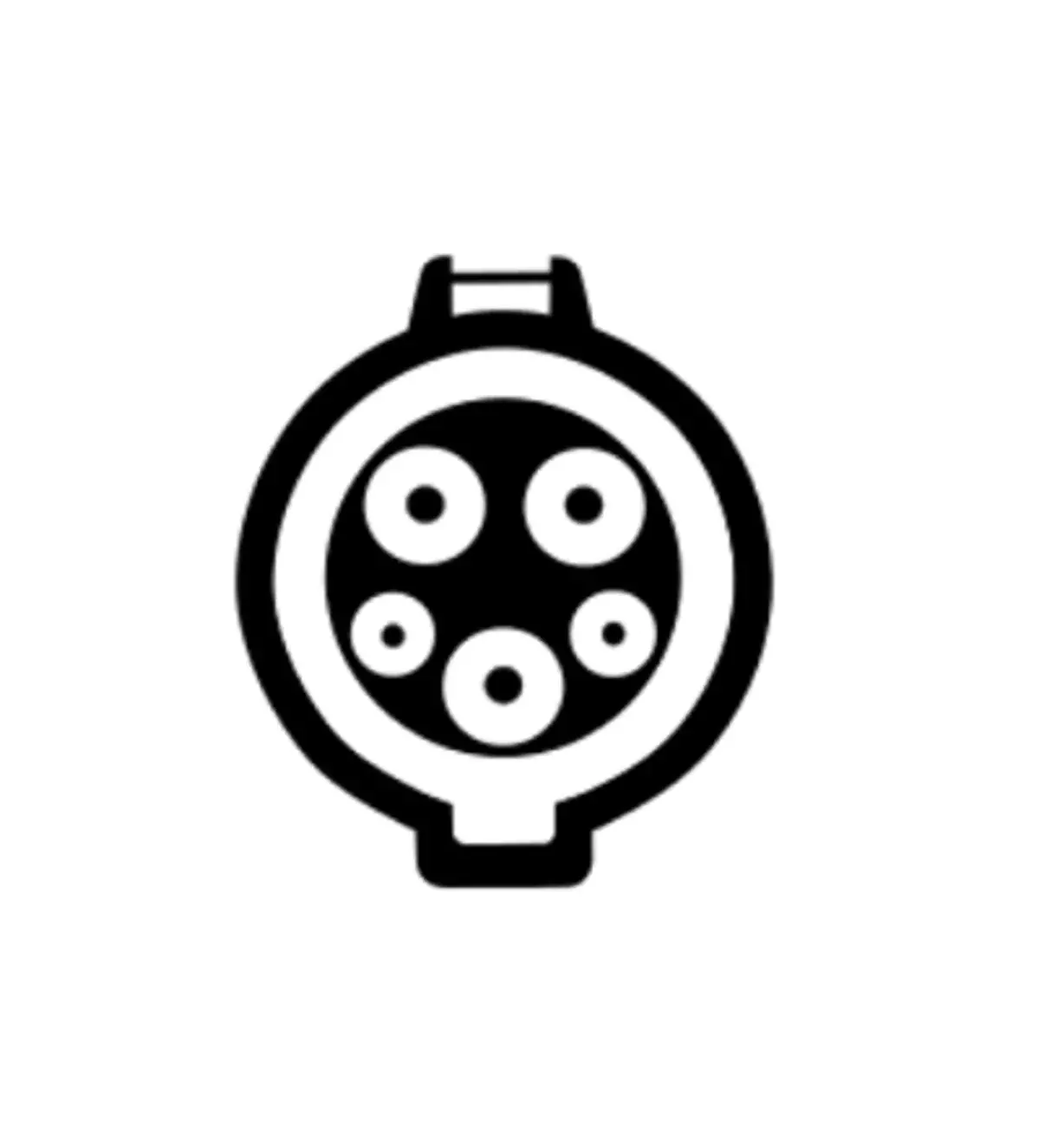 svart vit avbild av munstycket på en Typ 1 laddsladd