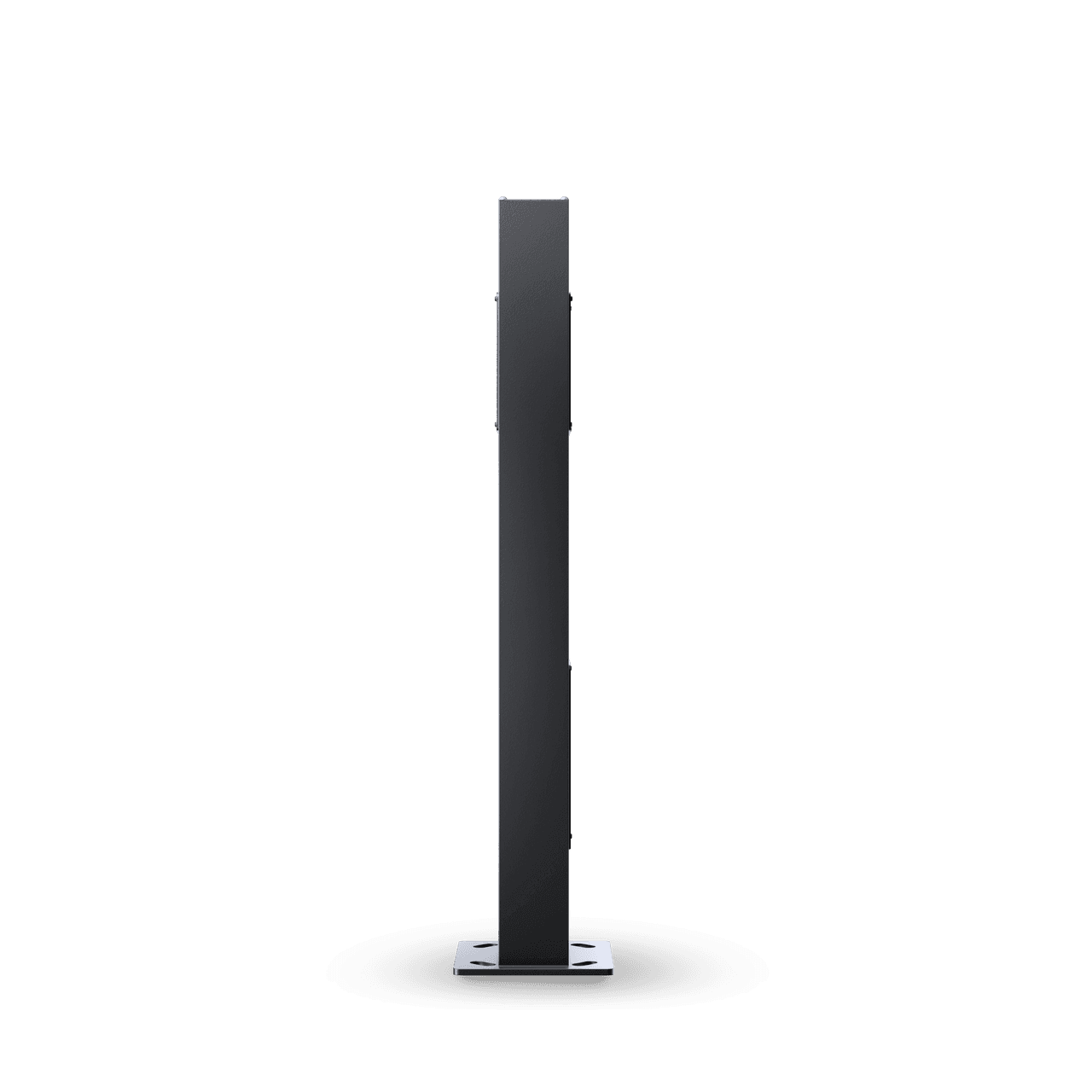 Svart, frittstående monteringssøyle for Zaptec elbillader, til utendørs bruk.