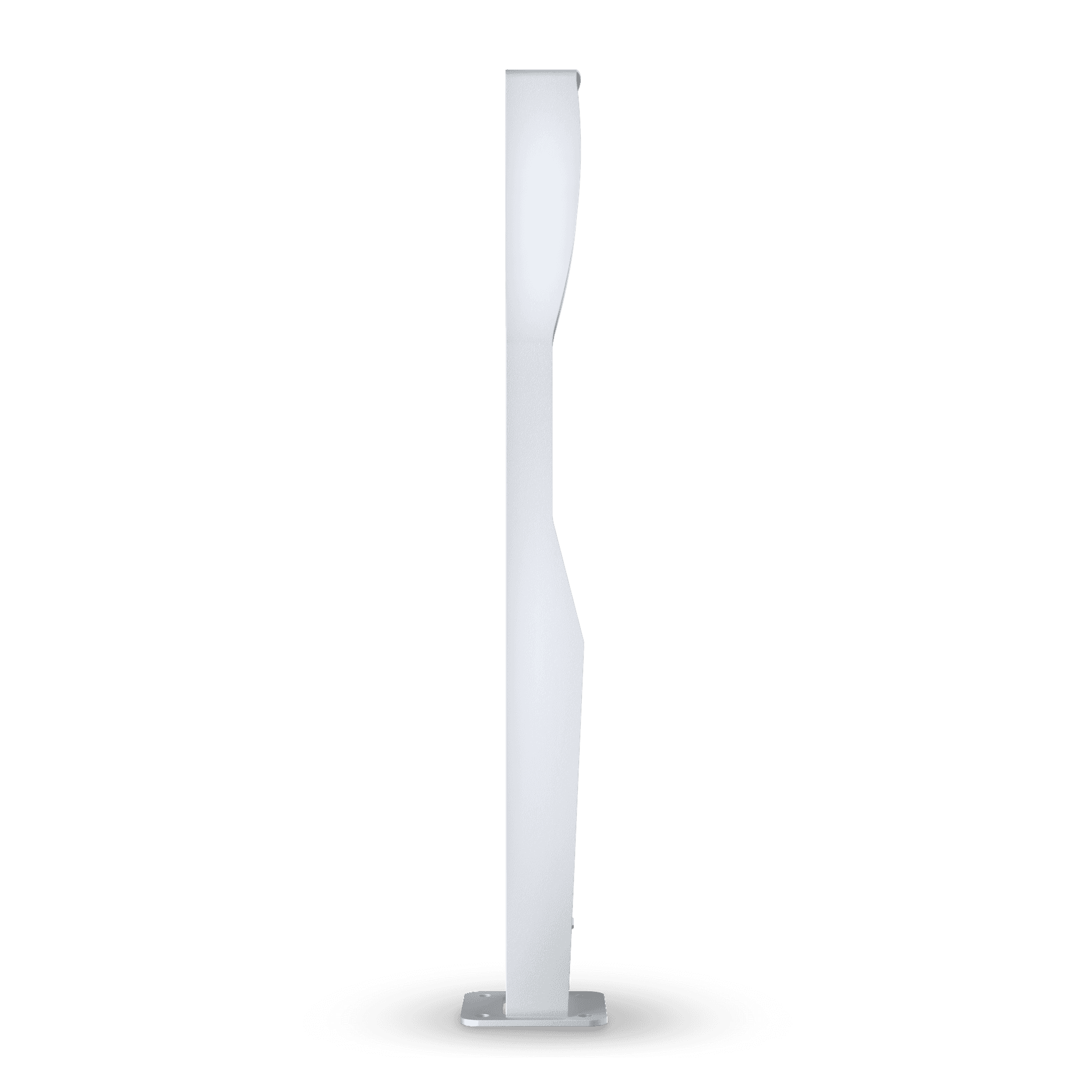 Singel ladestolpe til Zaptec Pro med en matt, grå finish. Bilde tatt fra siden