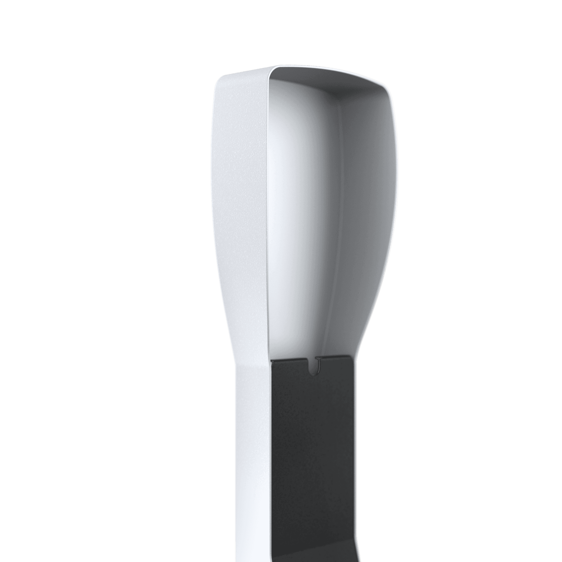 Nærbilde av singel ladestolpe til Zaptec Pro med en matt, grå finish.